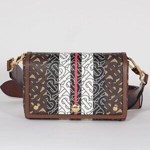 Burberry TB Monogram Stripe Canvas Leather Crossbody Bag